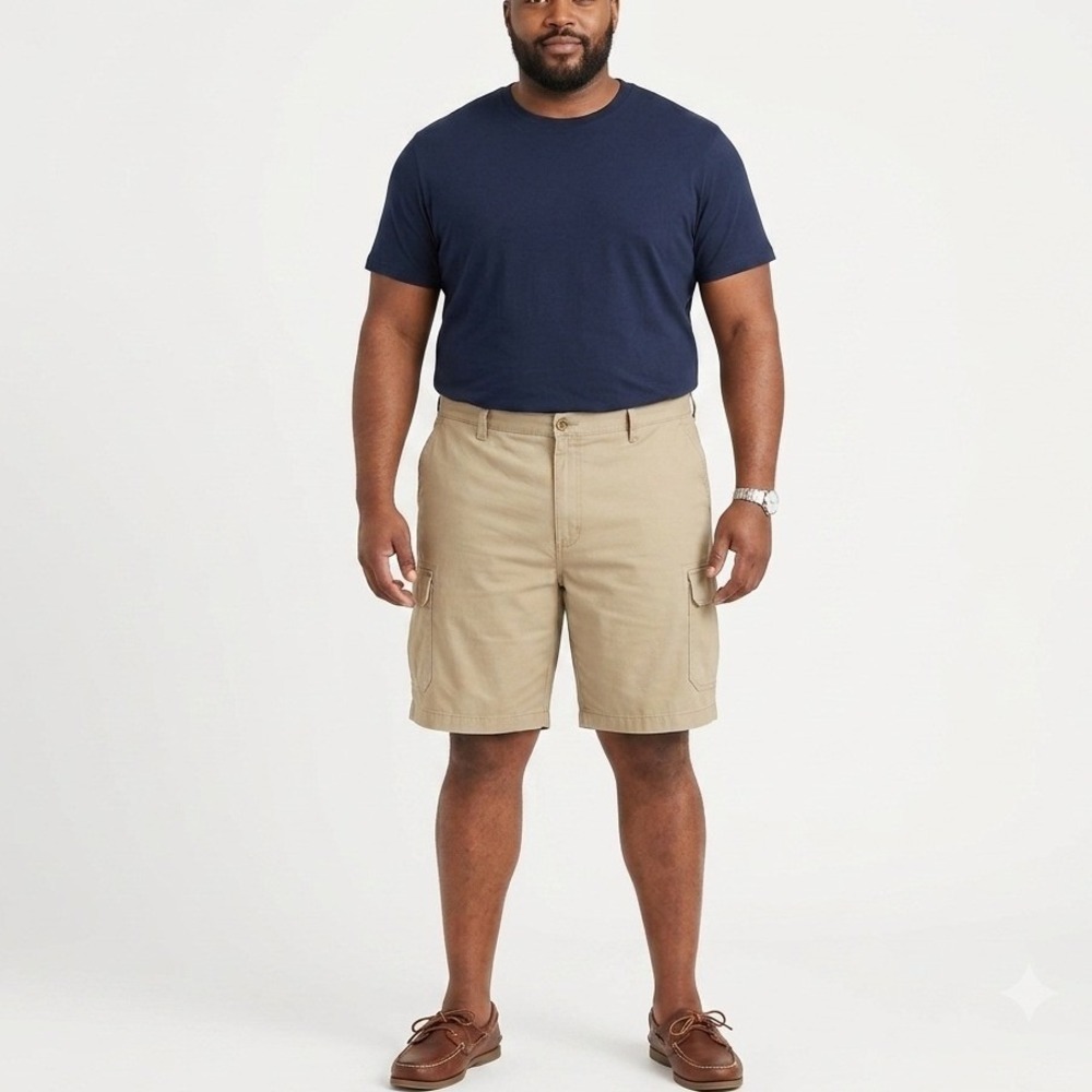 Croft & Barrow Cargo Shorts Mens 44 Tan Khaki Flex Waist Cotton Utility 9 Inseam